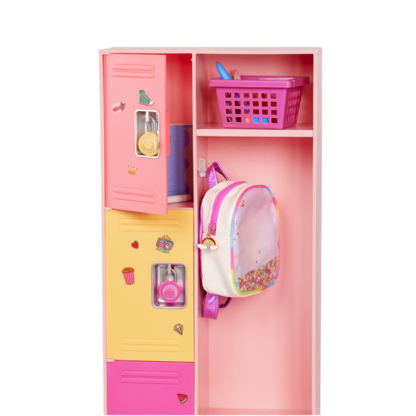 Our Generation Doll School Locker with Hanging Backpack