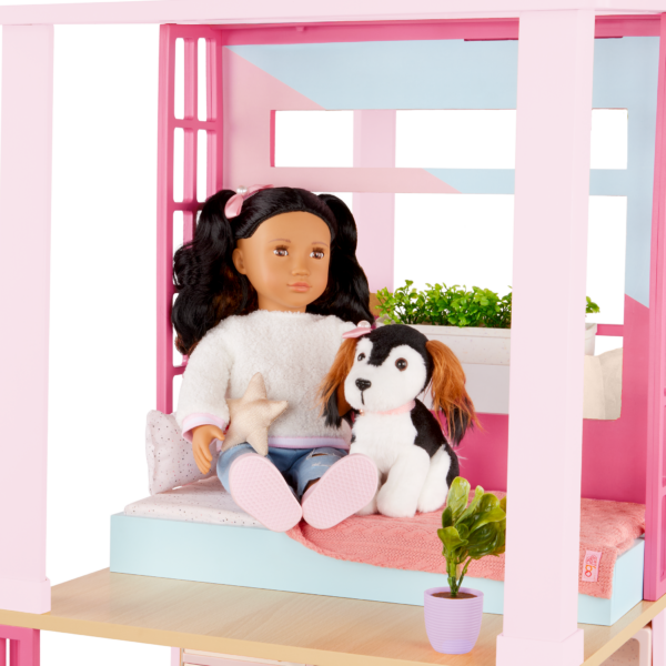 Our Generation Doll Nastassia & Puppy in Dollhouse Bedroom