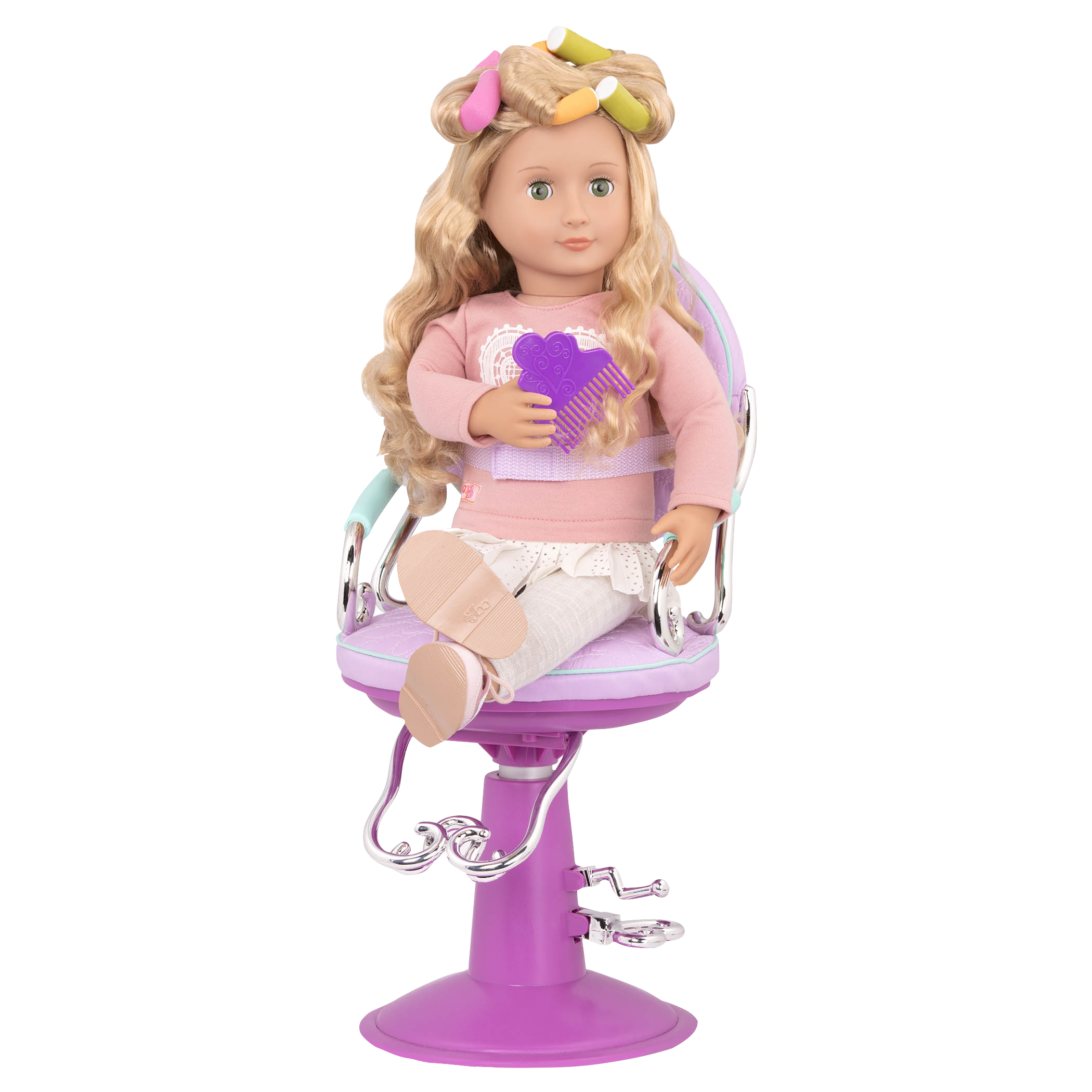 Lets hear It For the Curl Jenny doll sitting in salon chair