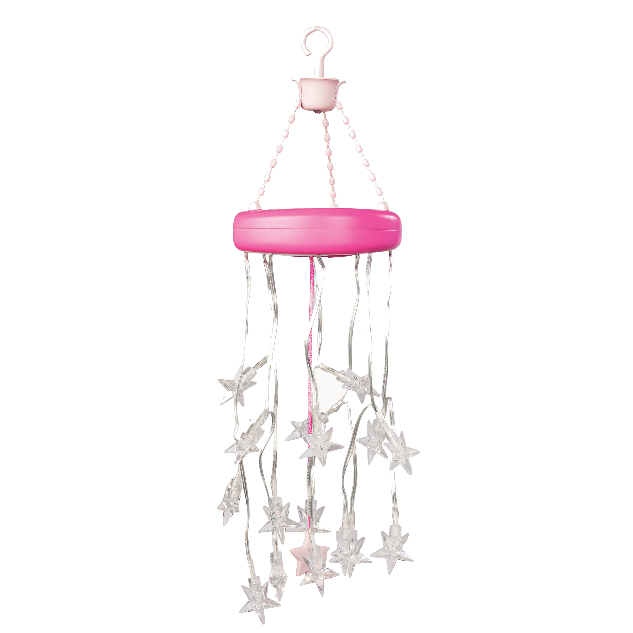 Suite Teepee- Pink Stripes star chandelier detail