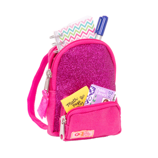 School Smarts Pink Backpack Set for 18-inch Dolls