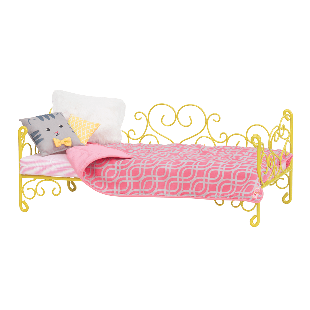 Sweet Dreams Scrollwork Bed - Cat for 18-inch Dolls 