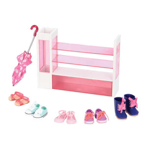 JING SHOW BUSSINESS Doll Shoes Rack Accessory 16 Pairs Shoes for Doll Playset 