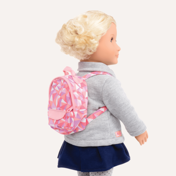 Steffie wearing backpack