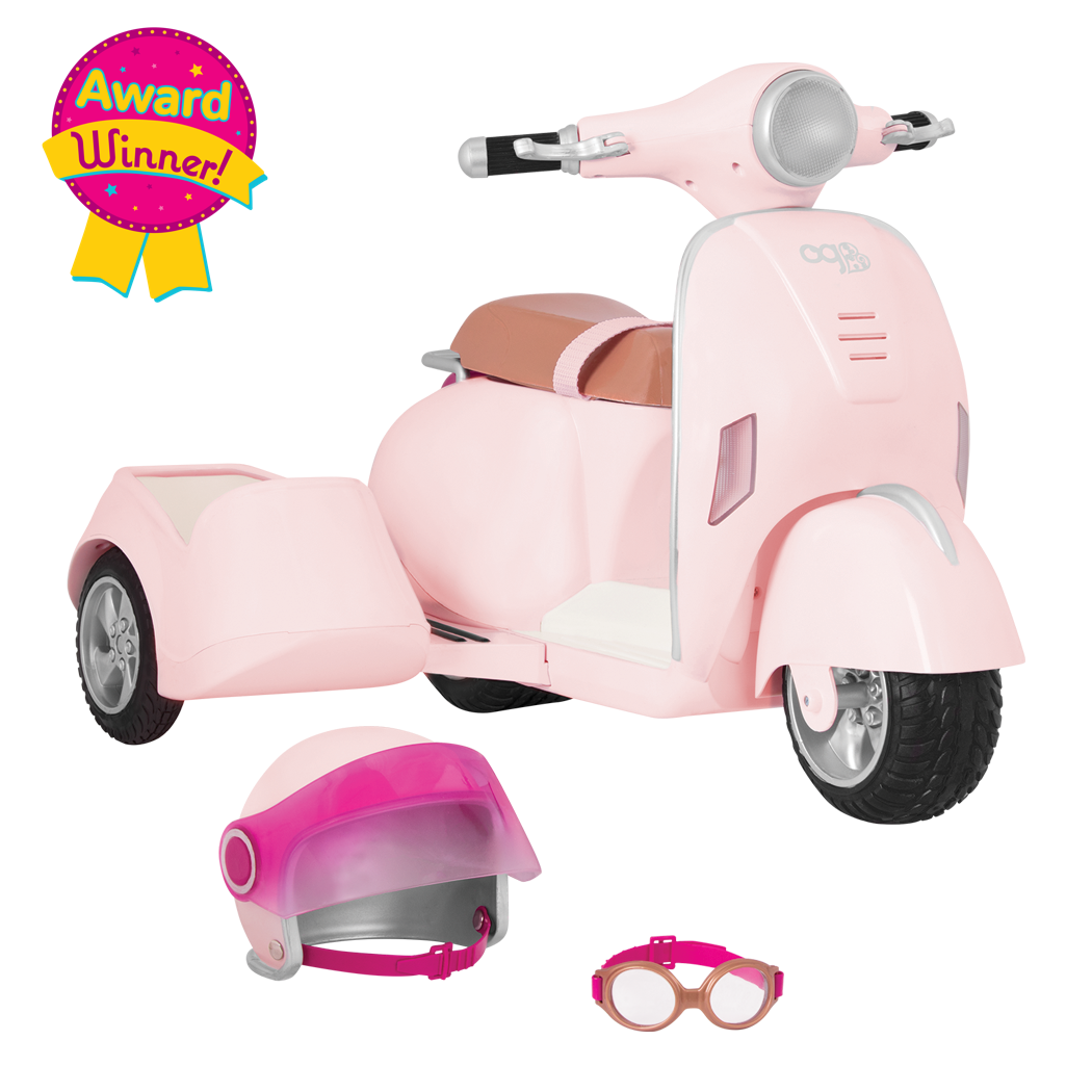 Ride Along Scooter with Sidecar for 18-inch Dolls - Award Winner! 