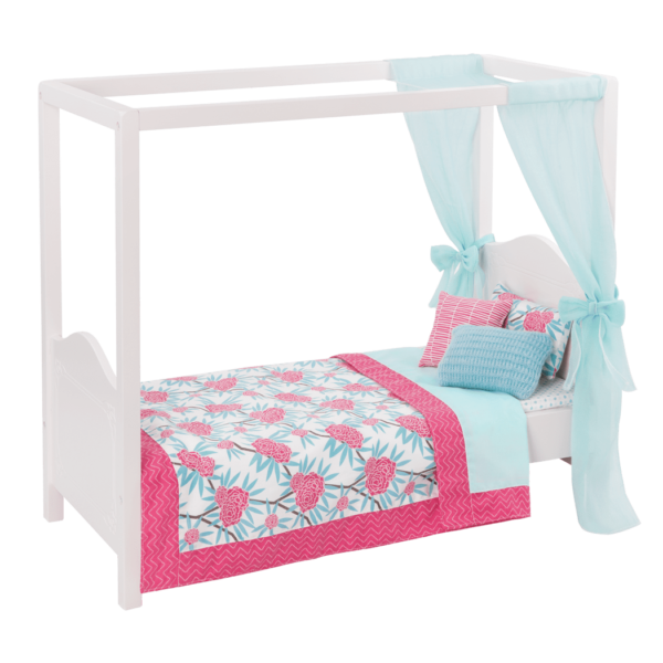 My Sweet Canopy Bed - Blue and Pink bed for 18-inch Dolls