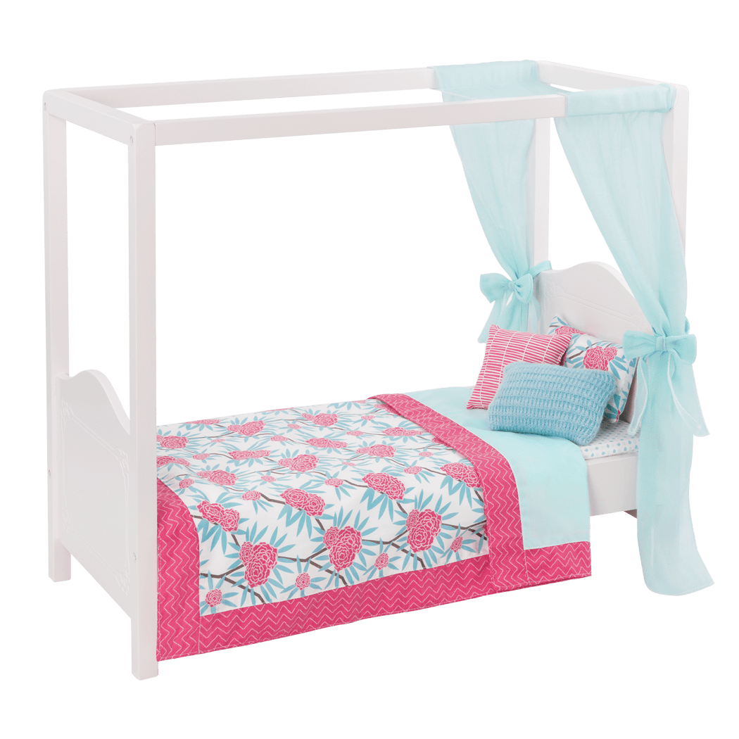 My Sweet Canopy Bed - Blue and Pink bed for 18-inch Dolls 