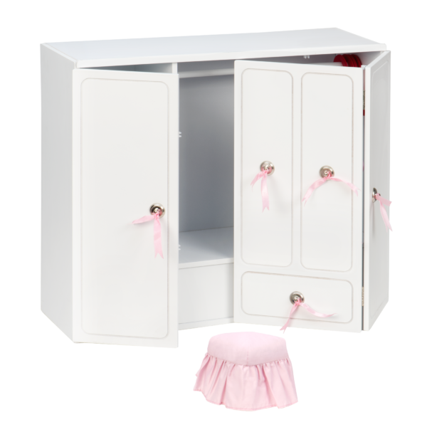 Wooden Wardrobe Closet for 18-inch Dolls