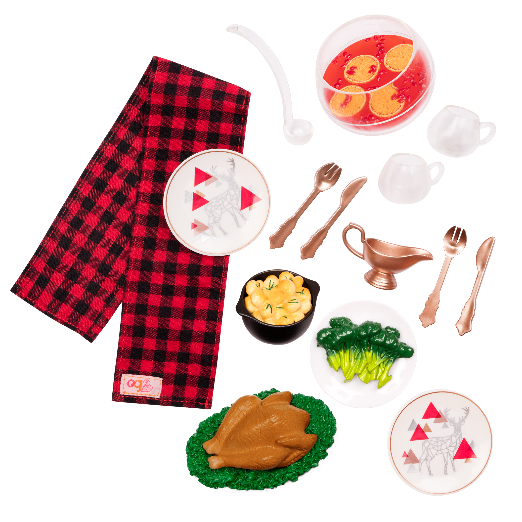Our Generation Festive Feast Holiday Christmas Dinner Food Playset 18" Girl Doll