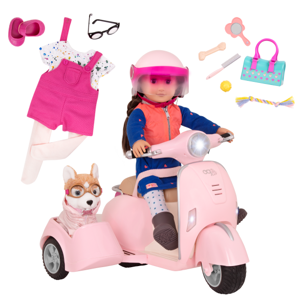 Scooter and Sidecar with Leslie Bundle for 18-inch Dolls