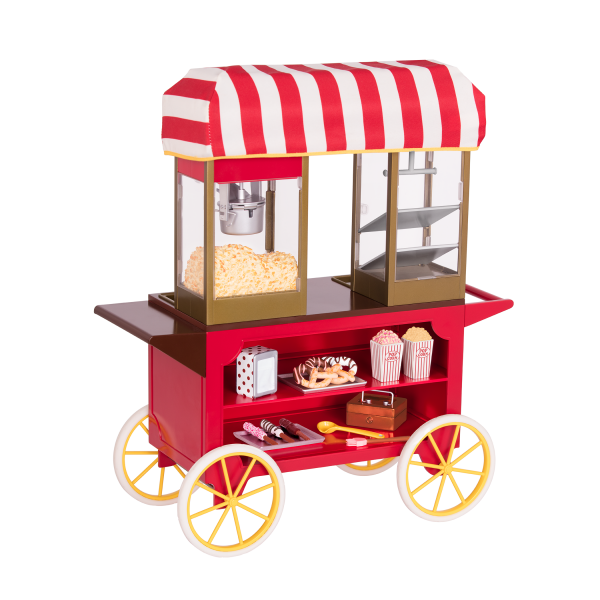 Poppin' Plenty Rolling Snack Cart Retro Theme for 18-inch Dolls