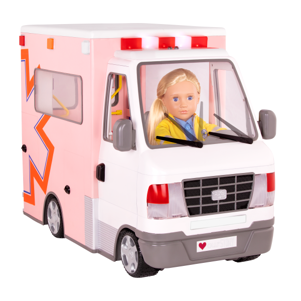 Rescue Ambulance 18-inch Doll Vehicle Playset Pink
