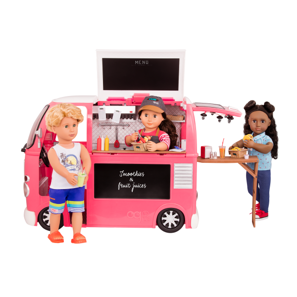 Grill to Go Food Truck Pink Rayna, Macy and Gabe Dolls