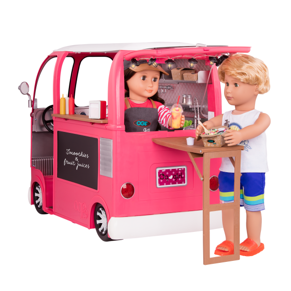 Grill to Go Food Truck Pink with Table for 18-inch Dolls
