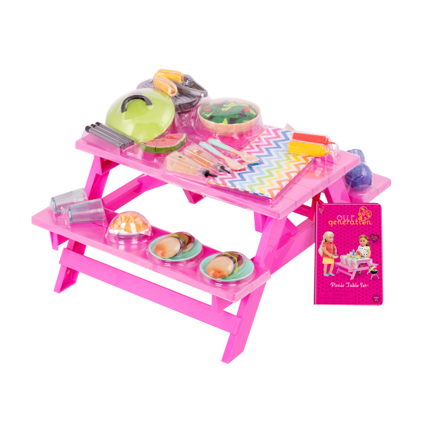 Pink Picnic Table for 18-inch Dolls