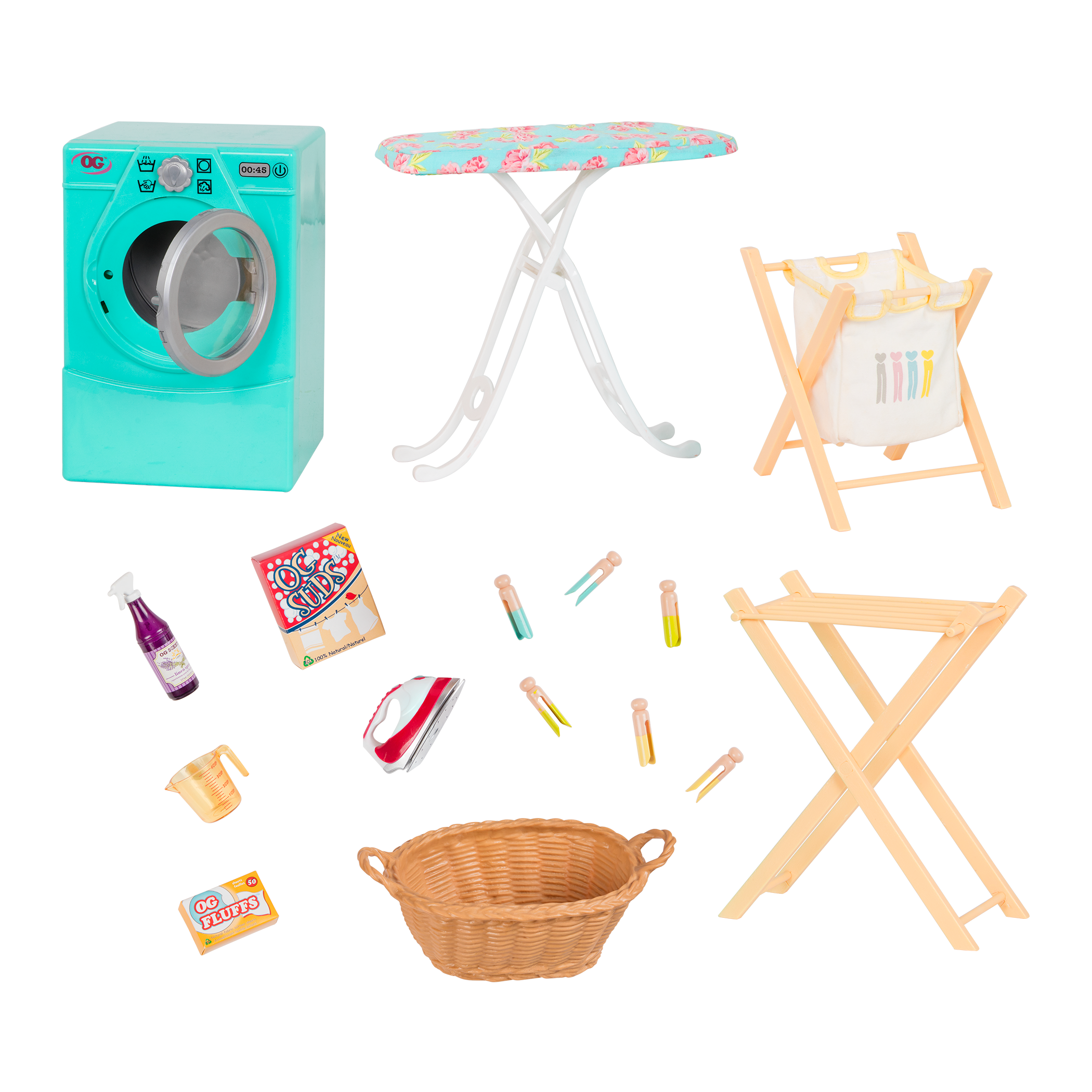 18" Doll LAUNDRY ROOM SET Washer+Dryer+Ironing for American Girl Our Generation 
