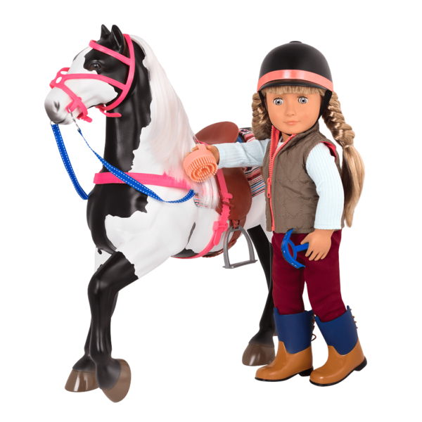 American Paint Horse with Lorelei doll brushing