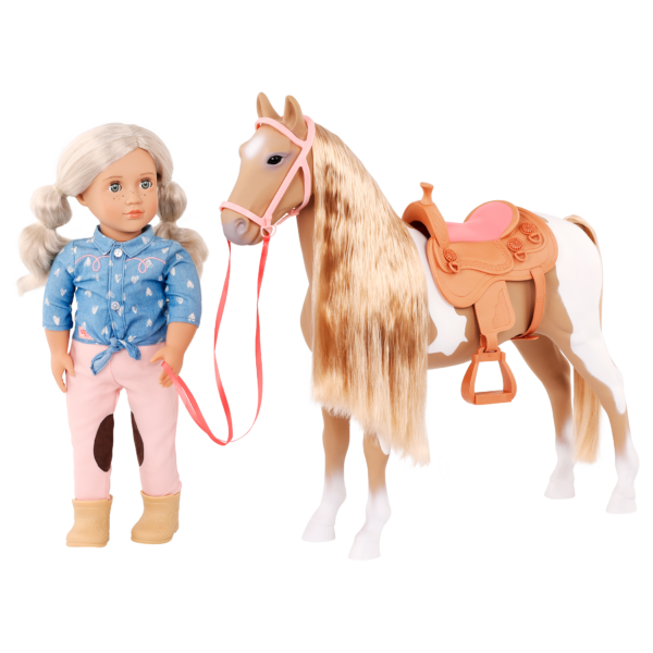 Our Generation Doll Yanira Guiding the Palomino Hair Play Horse