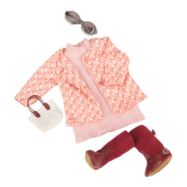 Rosy Picture Retro Outfit for 18-inch Dolls