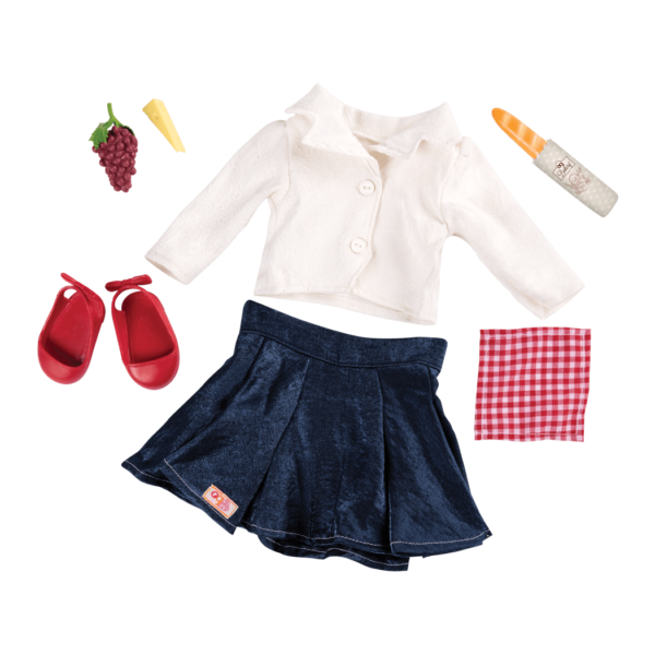 Picnic Chic Retro Picnic Outfit for 18-inch Dolls