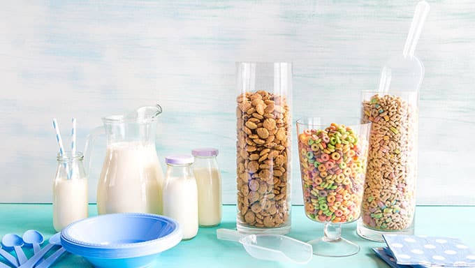 After your sleepover, in the morning throw a Cereal Party for breakfast!